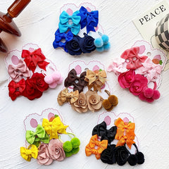 10pcs Colorful Bow Flower Hair Bands for Festivals & Proms