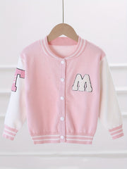 Girls' Block Embroidery Knitted Varsity Jacket