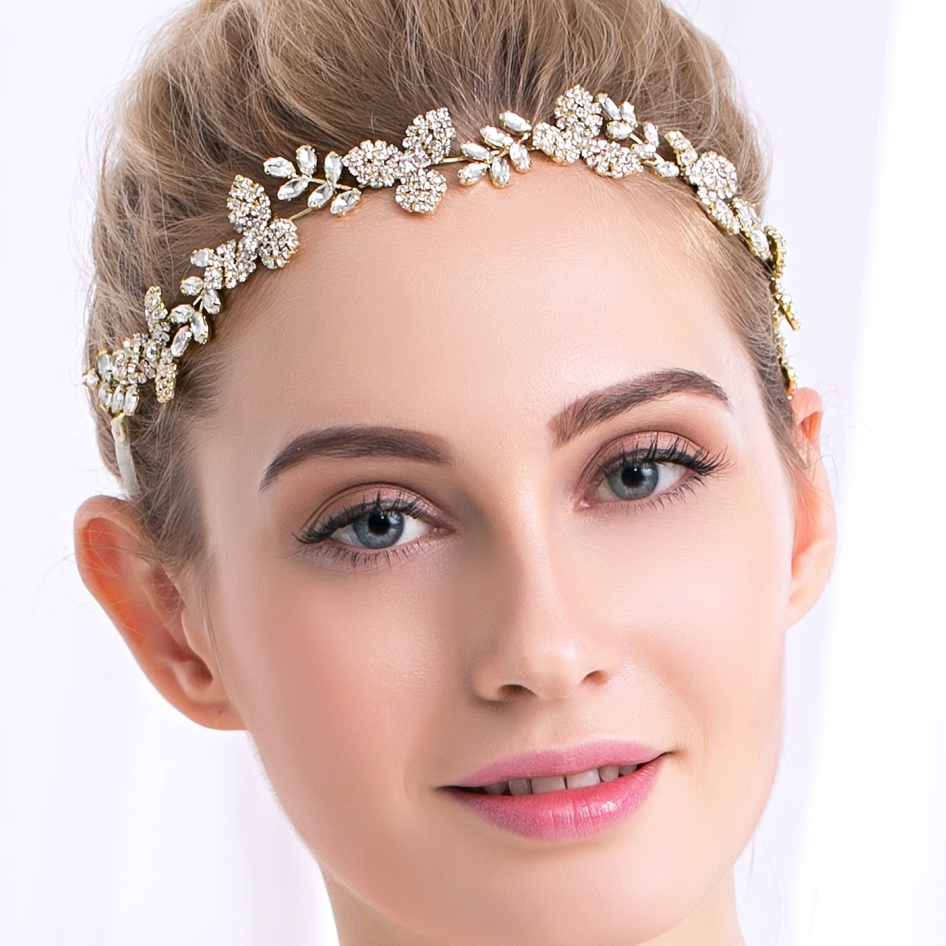 Golden Crystal Tiara Rhinestone Bridal Headband