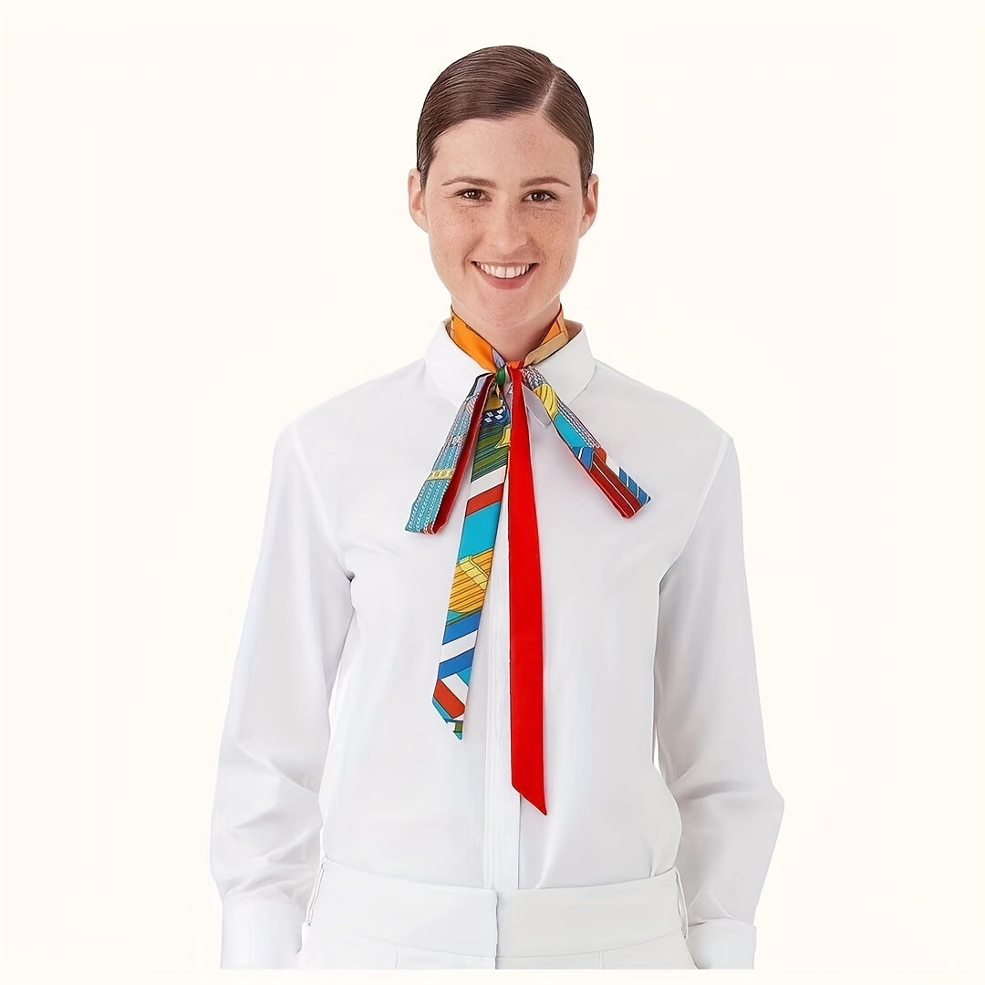 Long Ribbon Necktie Thin Twill Satin Scarf Women Hair Scarf Hairband Accessories