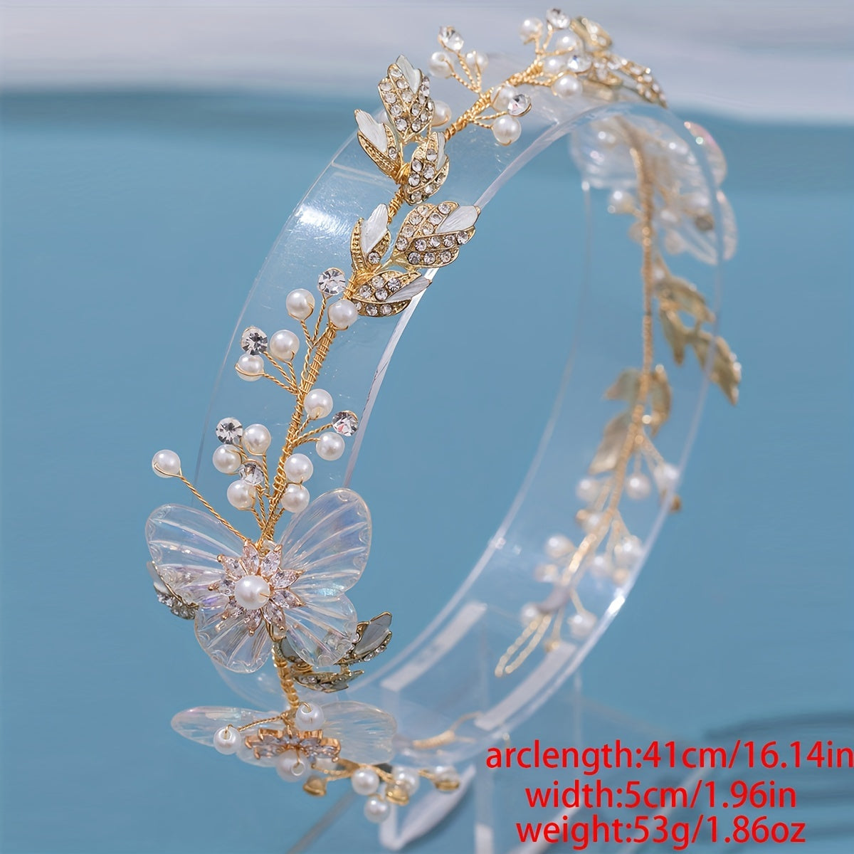 Girls Rhinestone Pearl Butterfly Headband - Evening Dress Hair Accessories