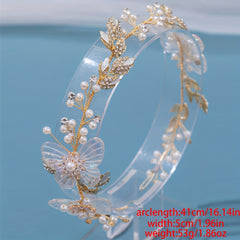 Girls Rhinestone Pearl Butterfly Headband - Evening Dress Hair Accessories