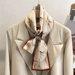 Flower Print Satin Neckerchief Classic Twilly Scarf