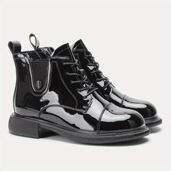 Women's Chunky Heel Lace Up Boots Thermal Sided Boots
