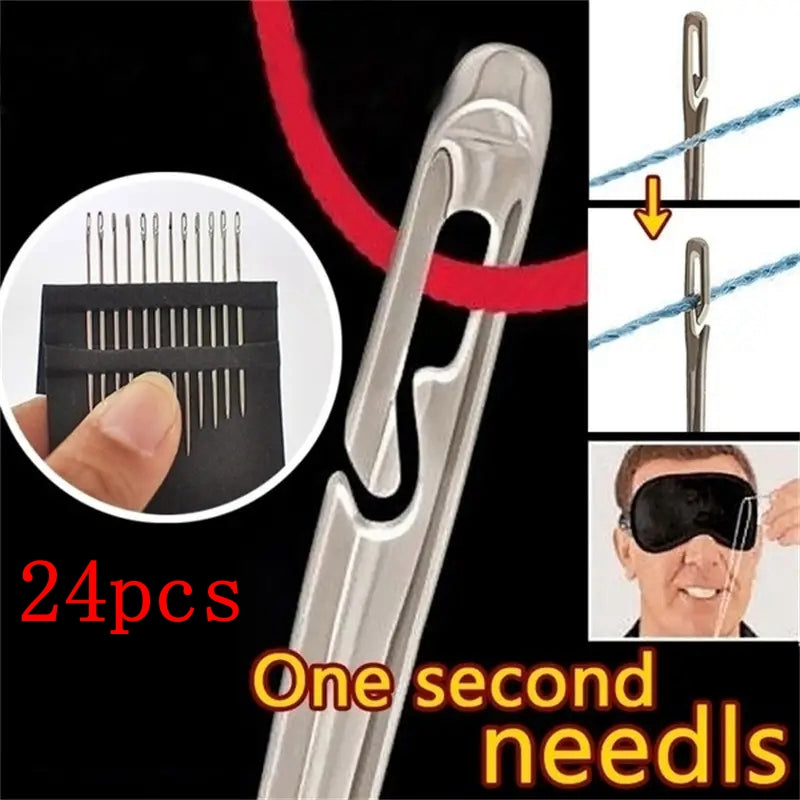 24pcs Special Needles for Elderly & Blind DIY Sewing