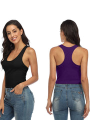 2-Pack Racerback Tank Tops Sleeveless Summer Top