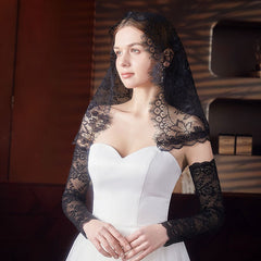 2pcs Bridesmaid Lace Veil & Ice Sleeve Set