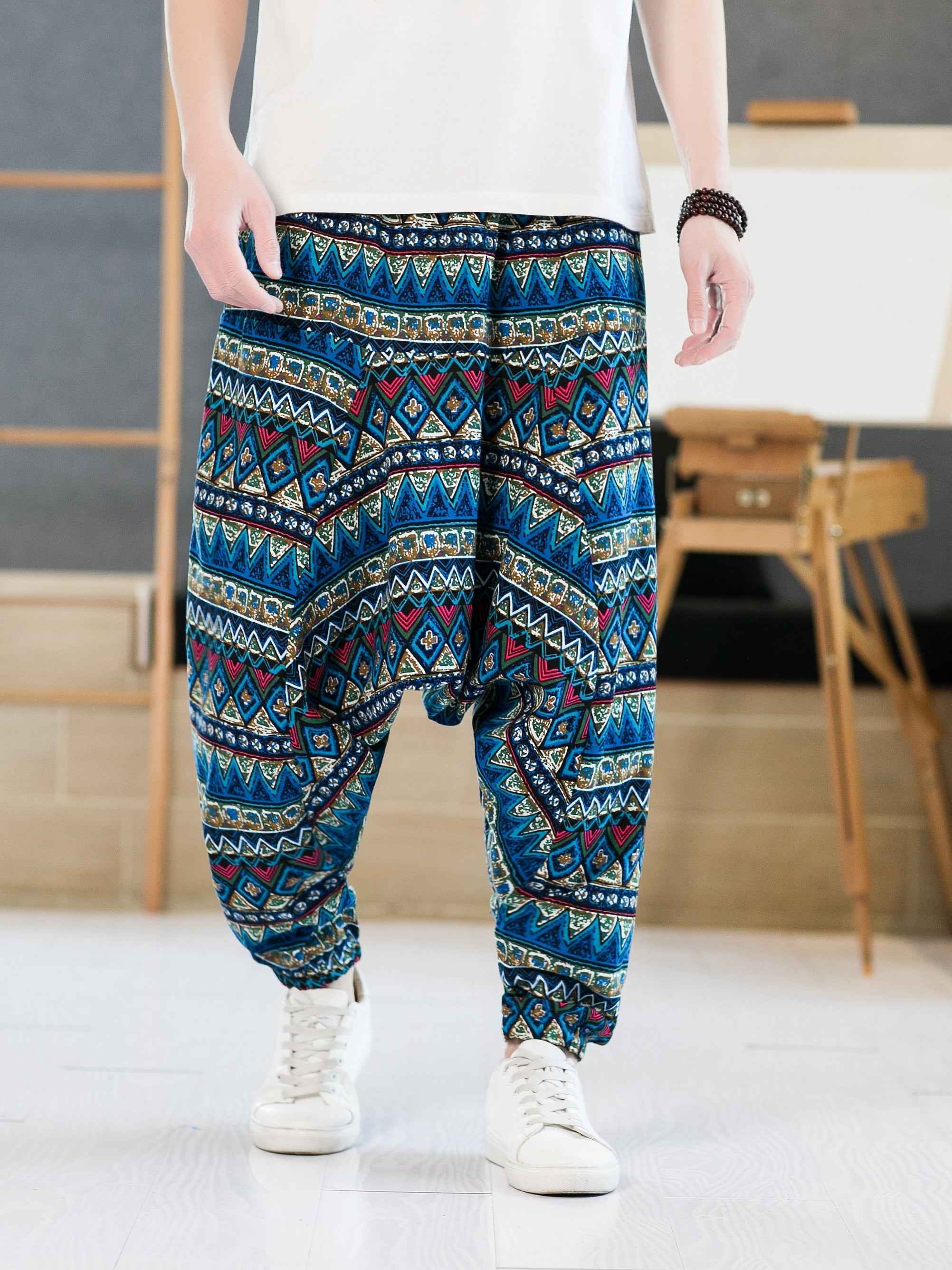 Men's Floral Harem Pants Small Size & Order Size Up