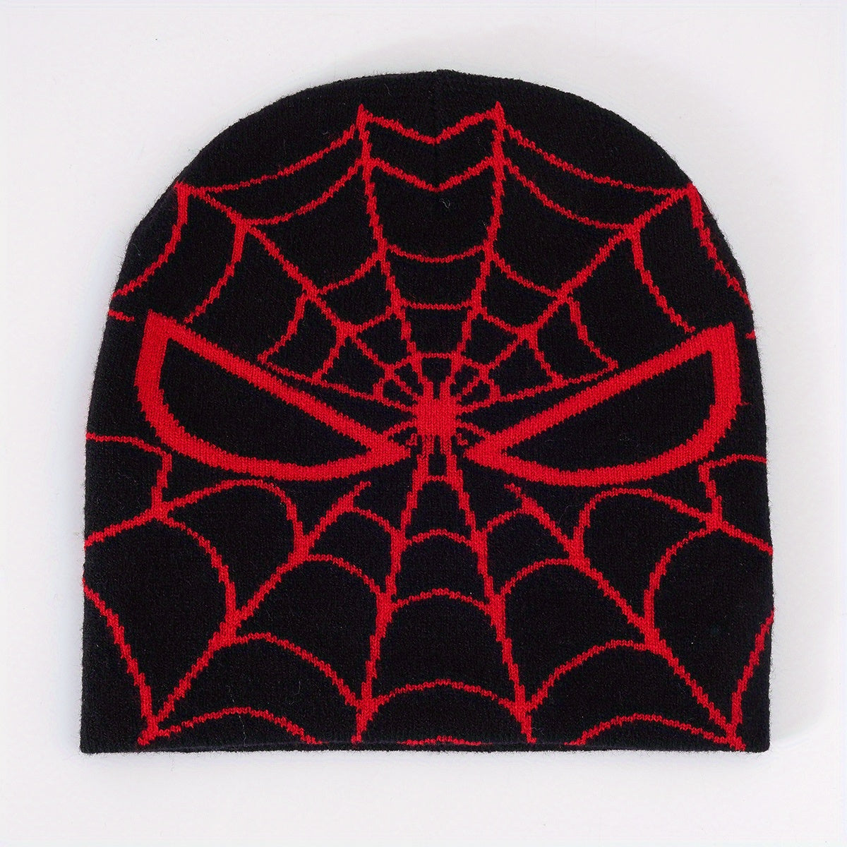 Y2K Beanie Spider Web Jacquard Knit Couple Skull Cap