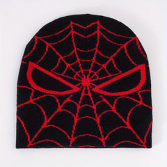 Y2K Beanie Spider Web Jacquard Knit Couple Skull Cap
