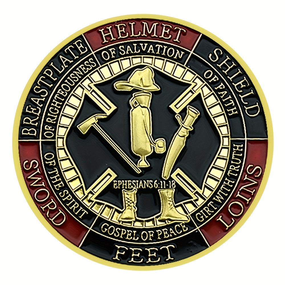 God's Armor Challenge Coin Fireman Pray In God We Trust