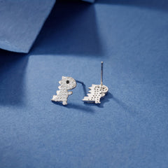 Cartoon Dinosaur 925 Silver Stud Earrings