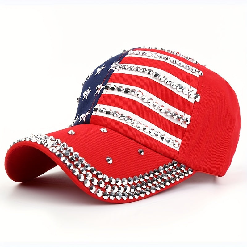 Stylish Rhinestone Flag Baseball Cap for Men