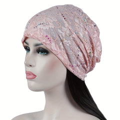 Rhinestone Lace Beanie Turban Cap Head Wrap Chemo Hats
