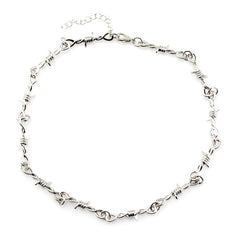 Girl's Silver Barbed Wire Necklace Stainless Steel