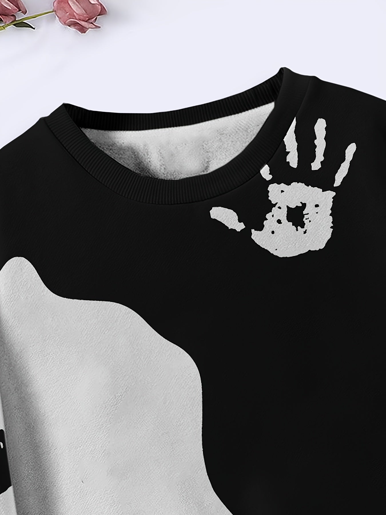 Yinyang Palm Sweatshirt Crew Neck Long Sleeve for Sports