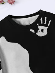Yinyang Palm Sweatshirt Crew Neck Long Sleeve for Sports