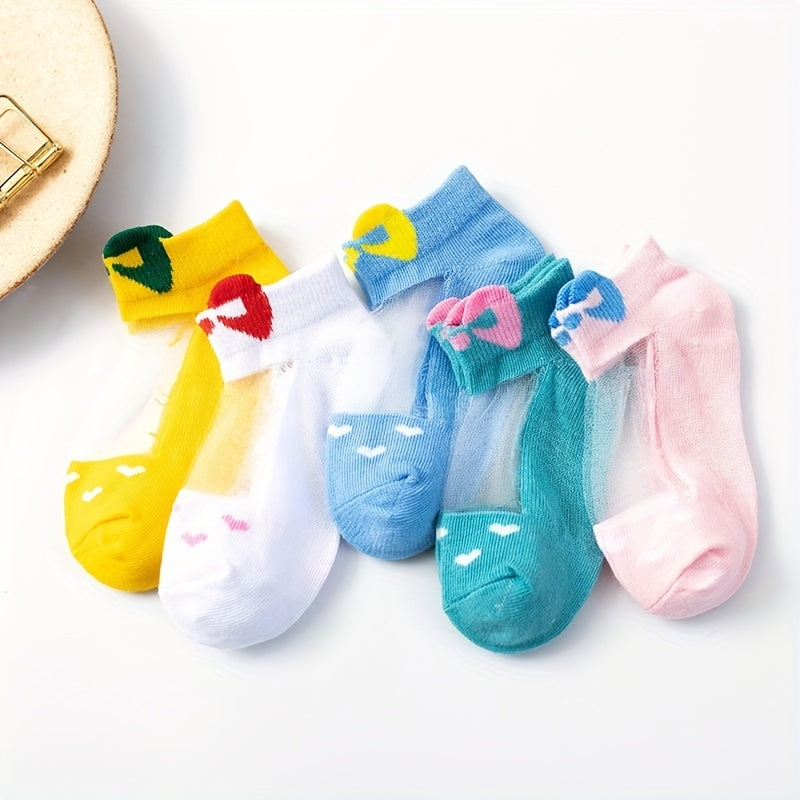 5 Pairs Girls Cartoon Low Cut Ankle Socks - Summer Kids Short Socks