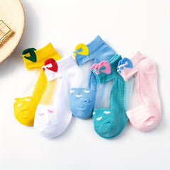 5 Pairs Girls Cartoon Low Cut Ankle Socks - Summer Kids Short Socks