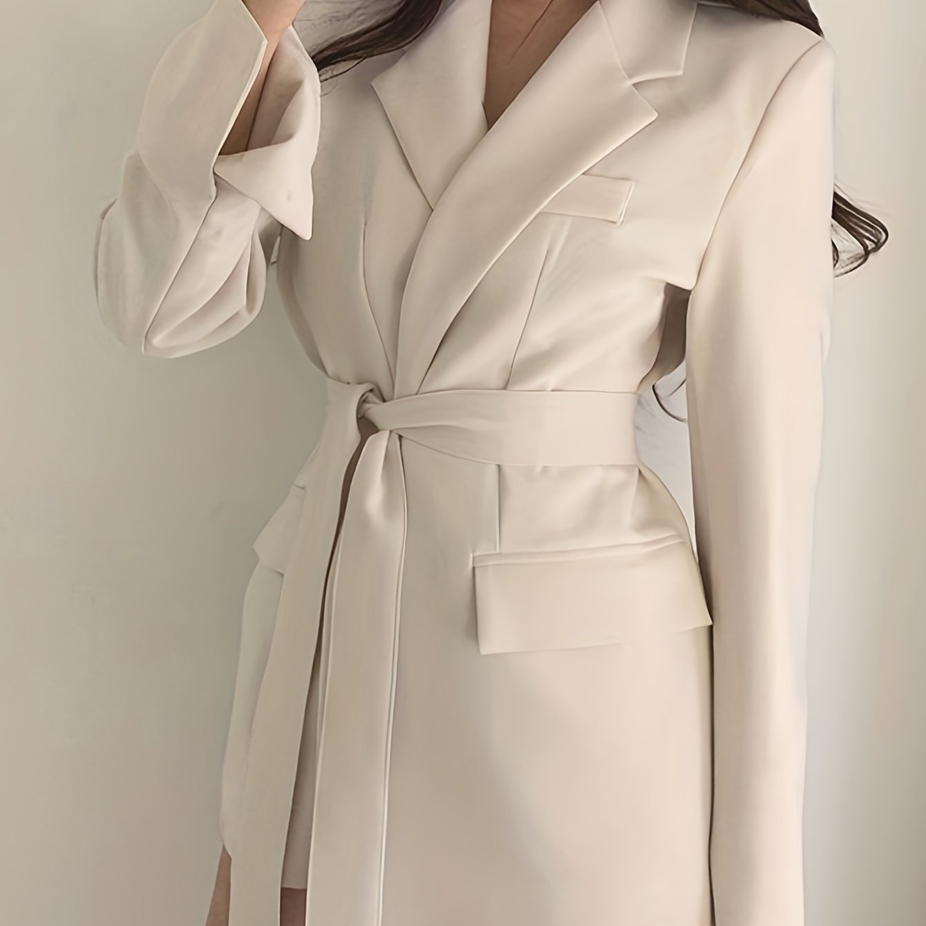 Solid Lapel Blazer Long Sleeve Work Office Outerwear Women's Clothing