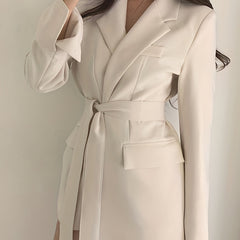 Solid Lapel Blazer Long Sleeve Work Office Outerwear Women's Clothing