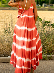 Colorblock Tie Dye V Neck Maxi Cami Dress