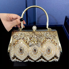 Rhinestone Evening Clutch Bag Geometric Pattern PU Material