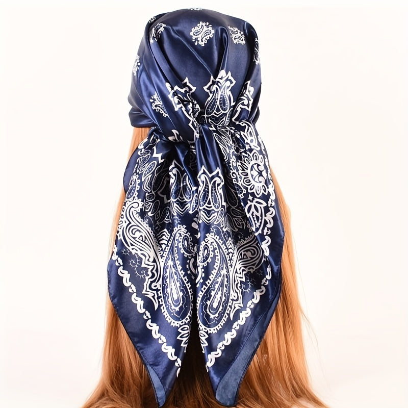 Vintage Paisley Print Bandana Silk Scarf for Women