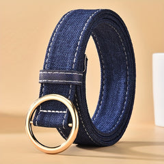 Solid Casual Belt Classic Round Buckle Unisex Jeans Pants Belt