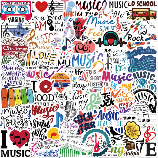 50 Inspirational Music Stickers for Suitcases Notebooks Waterproof