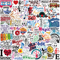 50 Inspirational Music Stickers for Suitcases Notebooks Waterproof