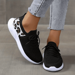 Leopard Print Sneakers Casual Lace Up Running Shoes
