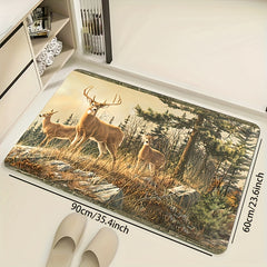 Natural Forest Deer Pattern Floor Mat Anti Slip Waterproof Mat