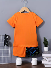 Boys Gamepad Casual T-shirt & Shorts Set for Summer