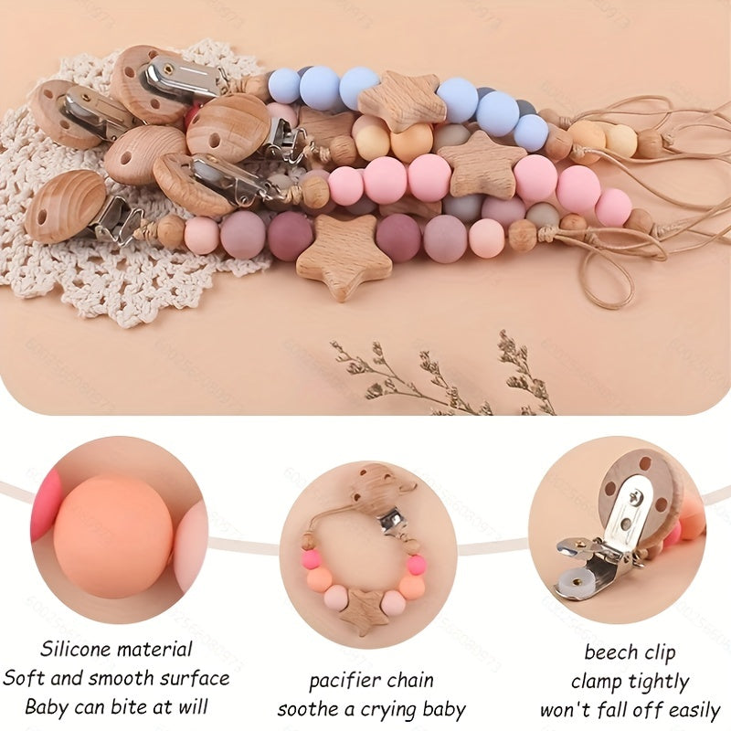 Silicone Pacifier Clip Baby Teething Toys With Star Pattern