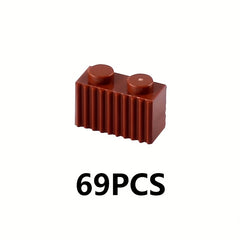 KIDNOAM 69 Small Pellets 1x2 Building Block Toys with Ripple Tiles