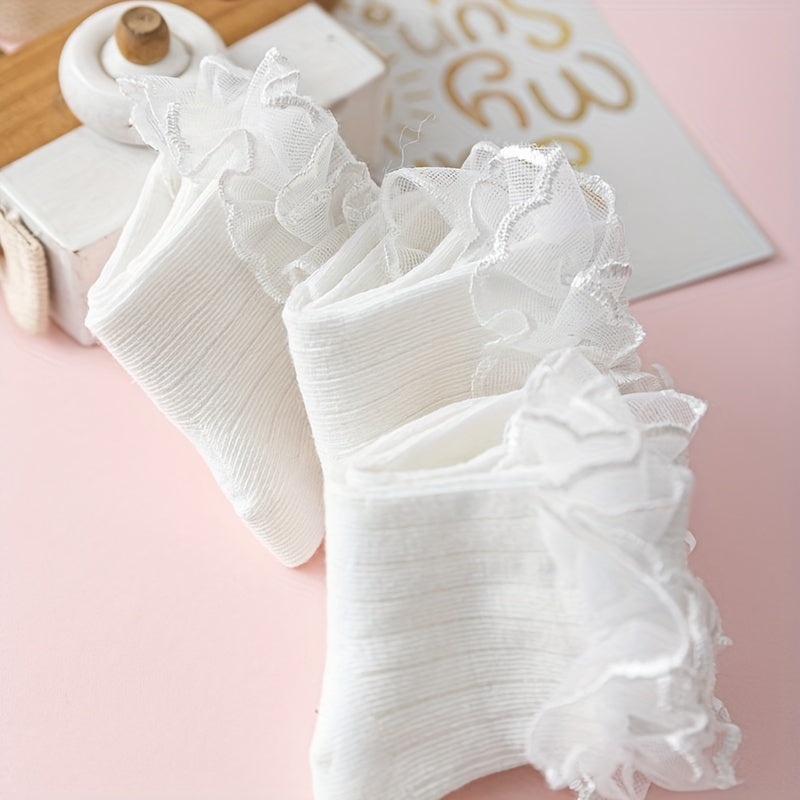 Baby Girls Mesh Trim Ankle Socks Breathable Comfortable Princess Socks