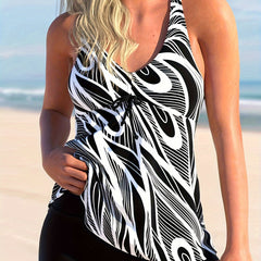 Women's Plus Graphic Print Tankini Set