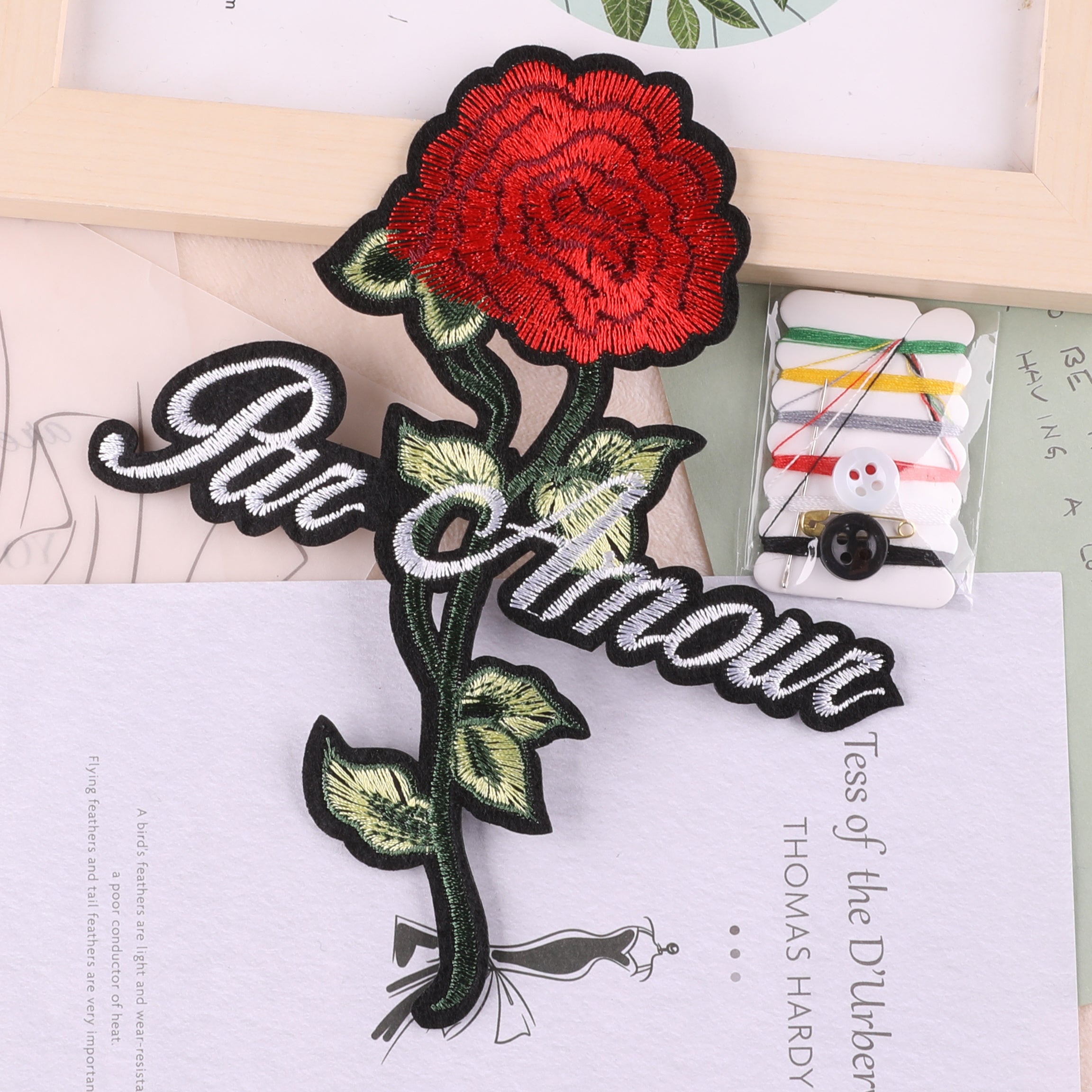 2pcs Flower & Letter Embroidered Patches Girls Hat DIY Iron on Cloth Accessory