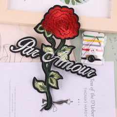 2pcs Flower & Letter Embroidered Patches Girls Hat DIY Iron on Cloth Accessory
