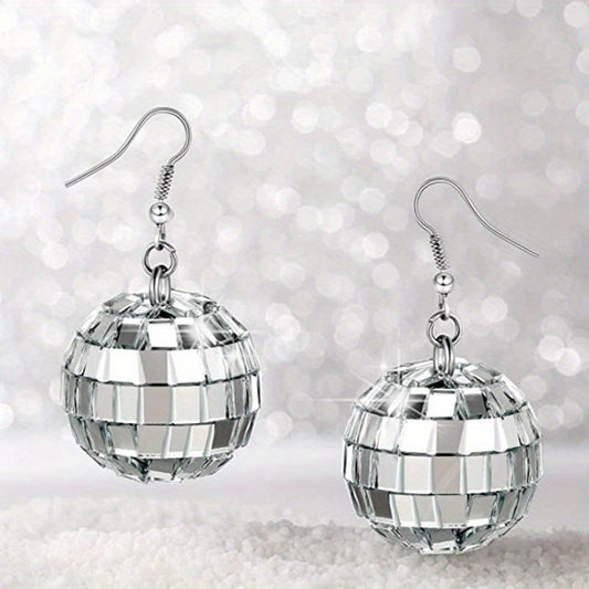 Vintage Disco Ball Dangle Earrings Round Drop Boho Jewelry