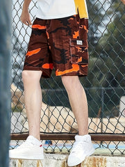 Men's Camo Cargo Shorts Elastic Waist Drawstring Outdoor Summer Shorts