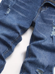 Men s Ripped Slim Fit Denim Jeans With Pockets