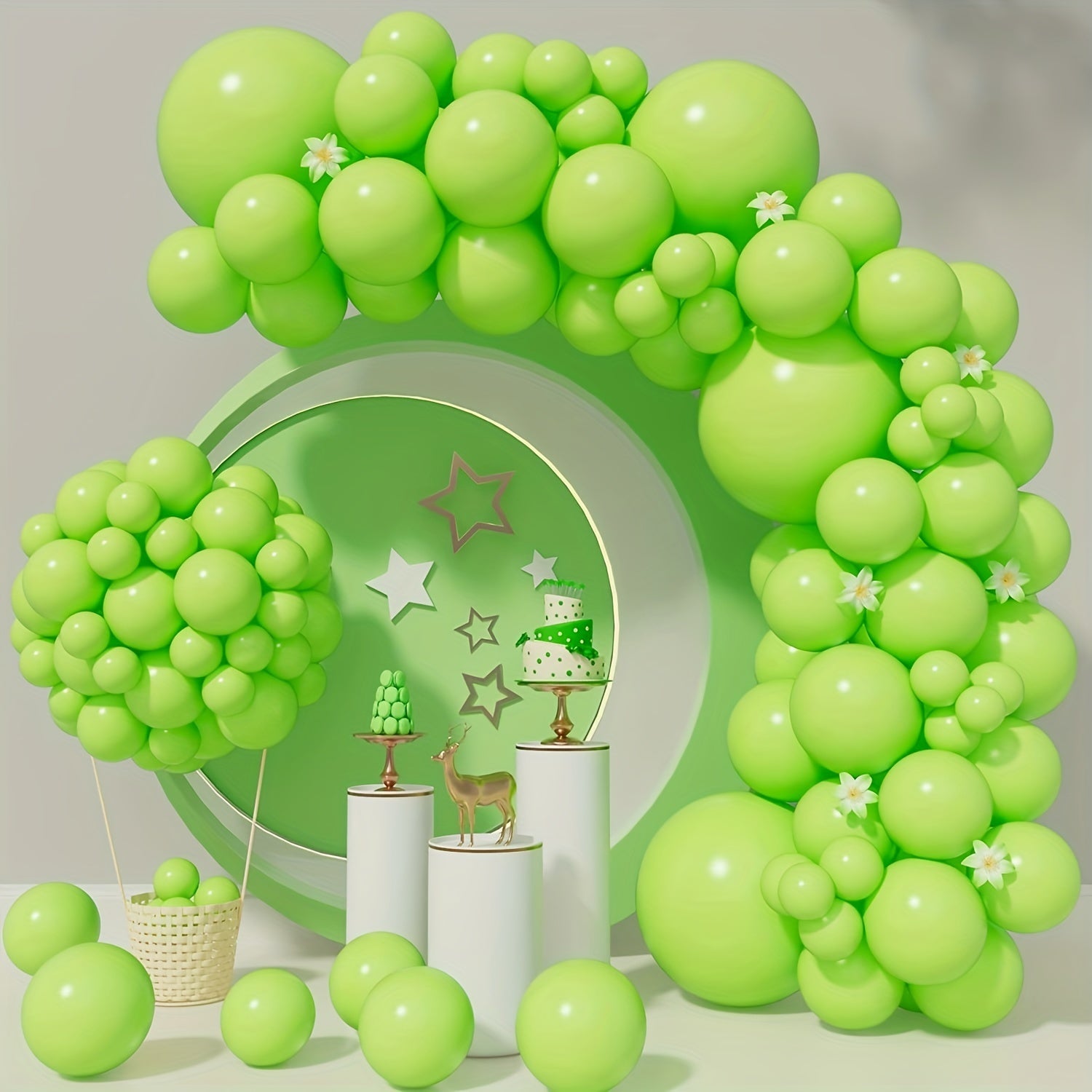 60pcs Light Green Party Latex Balloons 12 Lime Green Balloon Garland Kit