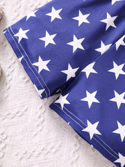 Girls Ruffle Trim Stars Rompers Jumpsuits - Summer Clothes
