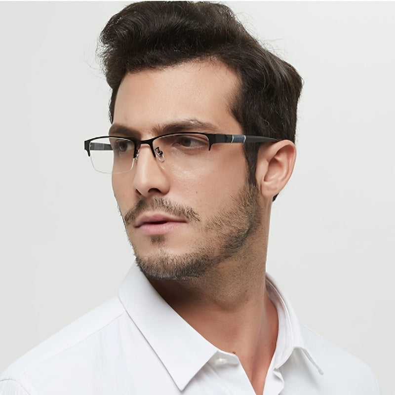 Half Frame Men's Business Metal Reading Glasses