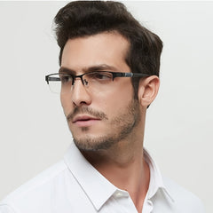Half Frame Men's Business Metal Reading Glasses