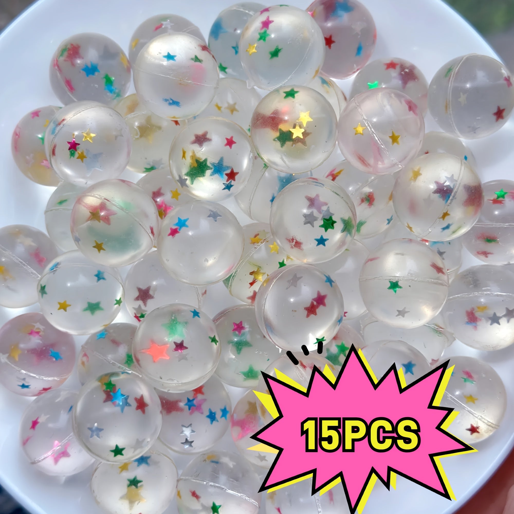 Colorful Star Sequin Bouncy Balls Mixed Colors Rubber for Fun Parties Events