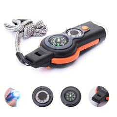 7 in 1 Emergency Survival Whistle Outdoor Safety with Lanyard