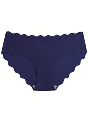 5pcs Seamless Scallop Trim Briefs Comfy Skin-friendly Panties